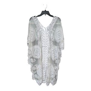 White Lace Cover-Up Leaf Topper Beach Pool Resort Travel One Size